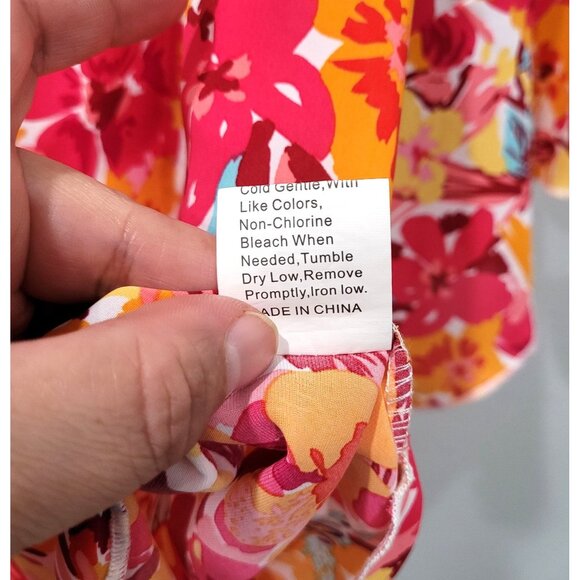 Shein Floral Off-Shoulder Tie-Front Cropped Top with Bell Sleeves Size M - Picture 4 of 8